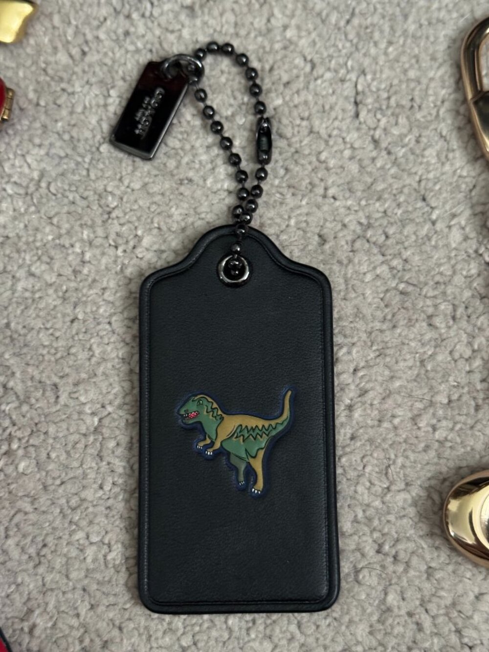 RARE Coach black/green leather hangtag with Rexy, good used condition